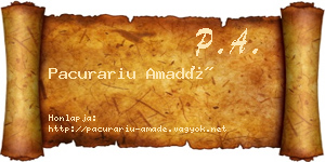 Pacurariu Amadé névjegykártya